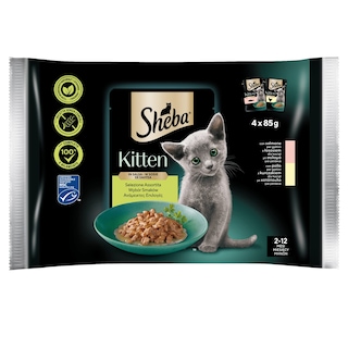 SHEBA | Γατοτροφή Kitten Mix Σολομός Κοτόπουλο 4x85g