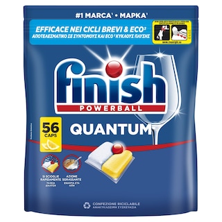 FINISH | Κάψουλες Πλυντηρίου Πιάτων Quantum Allin1 Λεμόνι 56 Τεμάχια