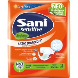 SANI | Πάνες Ακράτειας Ανοιχτές Sensitive Large 12 Τεμάχια