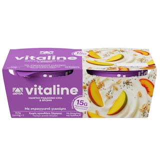 VITALINE | Επιδόρπιο Γιαουρτιού Μάνγκο Ροδάκινο Chia Βρώμη 2x170g