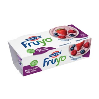 FRUYO | Επιδόρπιο Στραγγιστού Γιαουρτιού 0% Φρούτα του Δάσους 2x150g