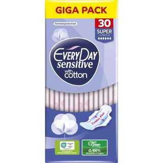 EVERY DAY | Σερβιέτες Sensitive Cotton Super Ultra Plus 30 Τεμάχια