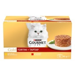 GOURMET | Γατοτροφή Gold Tartar Βοδινό Κοτόπουλο 4X85 gr