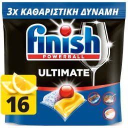 FINISH | Κάψουλες Πλυντηρίου Πιάτων Ultimate All in 1 Λεμόνι 16 Tεμάχια