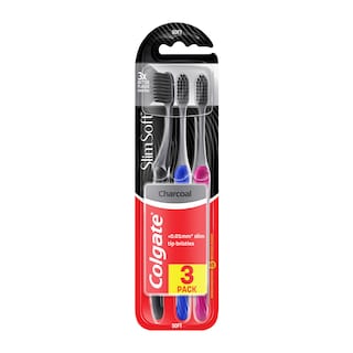 COLGATE | Οδοντόβουρτσα Slim Soft Charcoal Μαλακή 3 Τεμάχια