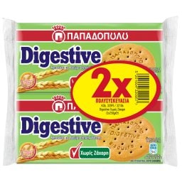 ΠΑΠΑΔΟΠΟΥΛΟΥ | Μπισκότα Digestive Χωρίς Ζάχαρη 2x250g