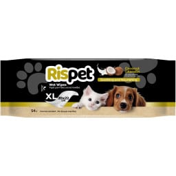 RISPET | Υγρά Μαντήλια για Κατοικίδια Coconut & Keratin 54 Τεμάχια
