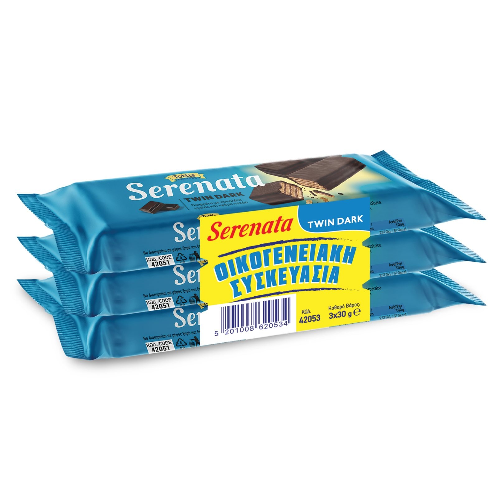 Γκοφρέτα Twin Dark Σοκολάτα Υγείας 3x30g