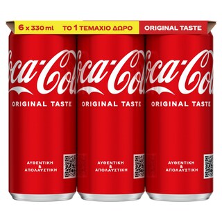 COCA COLA | Αναψυκτικό Cola Κουτί 6x330ml 5+1 Δώρο