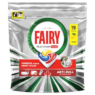 FAIRY | Κάψουλες Πλυντηρίου Πιάτων Platinum Plus Anti-Dull Lemon 19 Τεμάχια