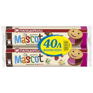 ΠΑΠΑΔΟΠΟΥΛΟΥ | Μπισκότα Mascot Γεμιστά Σοκολάτα Φράουλα 2x200g Έκπτωση 0.40E