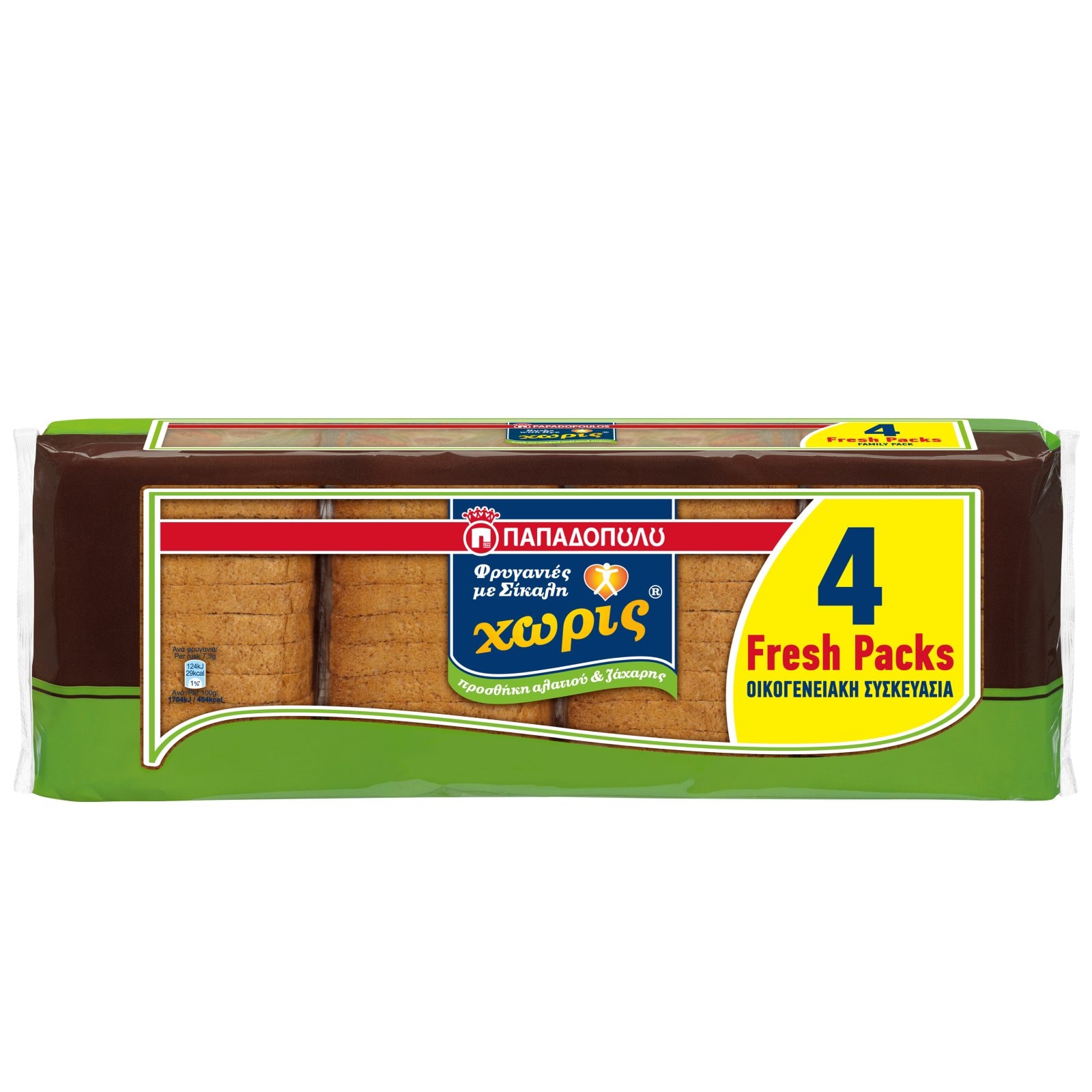 Φρυγανιές Σίκαλης Χωρίς 4x80g