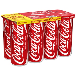 COCA COLA | Αναψυκτικό Cola Κουτί 8x330ml 500ml Δώρο