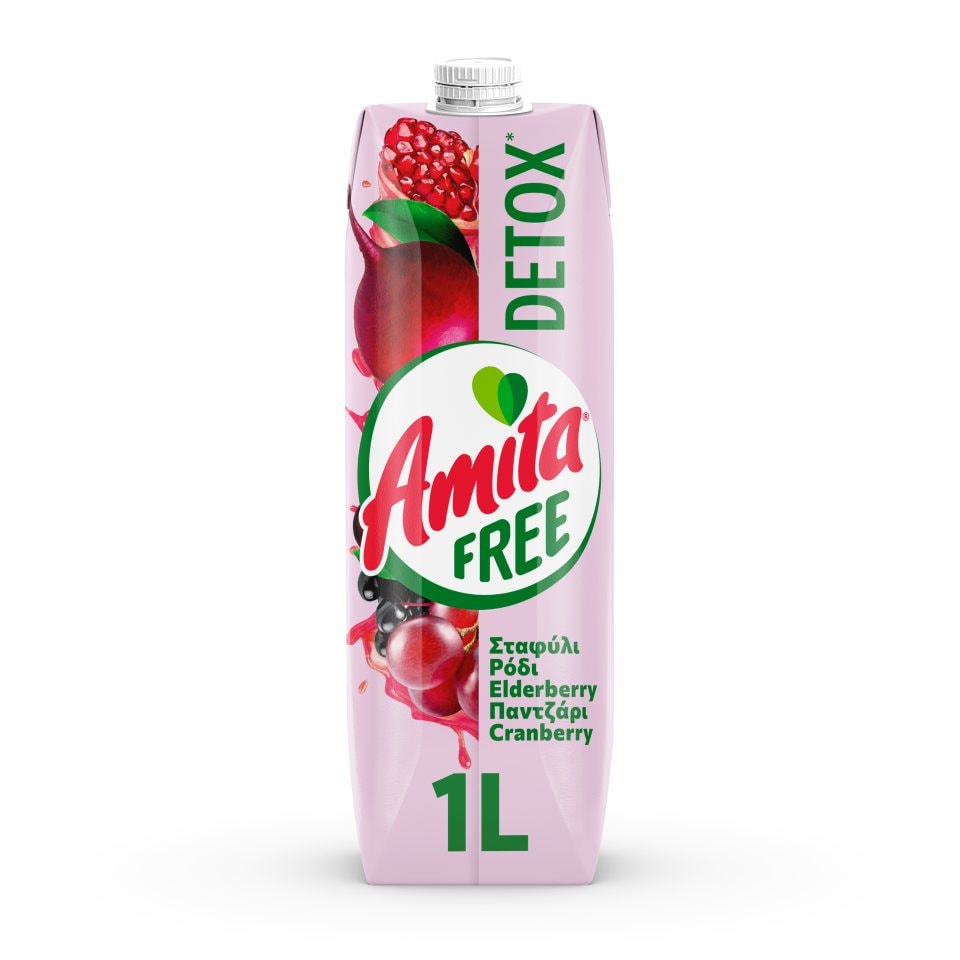 AMITA Φρουτοποτό Detox Free Σταφύλι Ρόδι Παντζάρι 1lt