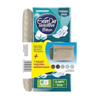EVERY DAY | Σερβιέτες Ultra Plus Sensitive Normal 18 Τεμάχια+Τσαντάκι