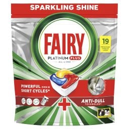 FAIRY | Κάψουλες Πλυντηρίου Πιάτων Platinum Plus Anti-Dull Lemon 19 Τεμάχια
