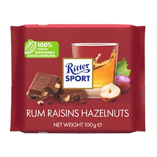 RITTER | Σοκολάτα Γάλακτος Ρούμι Φουντούκι Σταφίδες 100g