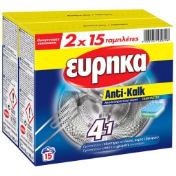 ΕΥΡΗΚΑ | Αποσκληρυντικό Νερού Anti-Kalk Ταμπλέτες 2x15 Τεμάχια