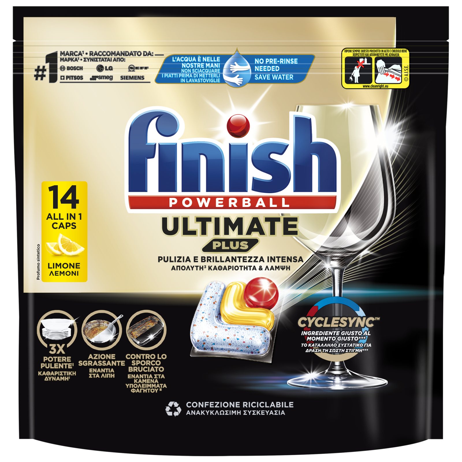 FINISH Κάψουλες Πλυντηρίου Πιάτων Ultimate Plus Allin1 Λεμόνι 14 Τεμάχια