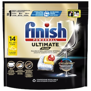 FINISH | Κάψουλες Πλυντηρίου Πιάτων Ultimate Plus Allin1 Λεμόνι 14 Τεμάχια