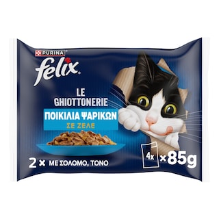 FELIX | Γατοτροφή AGAIL Σολομός και Τόνος σε Ζελέ 4x85g