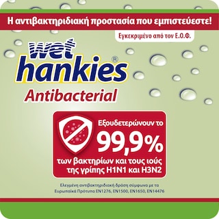 WET HANKIES | Αντιβακτηριδιακά Μαντηλάκια Πράσινο Μήλο 4x15 Τεμάχια
