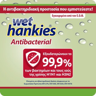 WET HANKIES | Αντιβακτηριδιακά Μαντηλάκια Πράσινο Μήλο 4x15 Τεμάχια