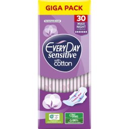 EVERY DAY | Σερβιέτες Sensitive Cotton Maxi Night Ultra Plus 30 Τεμάχια