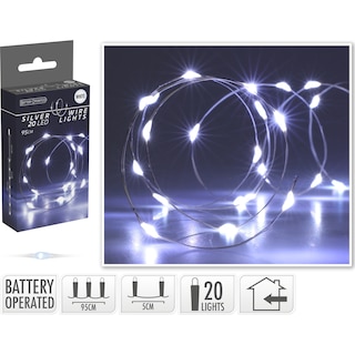 - | Χριστουγεννιάτικα Λαμπάκια 20 Led Silver Wire Ψυχρό Λευκό 1 Τεμάχιο