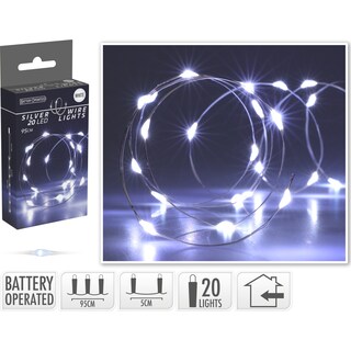 - | Χριστουγεννιάτικα Λαμπάκια 20 Led Silver Wire Ψυχρό Λευκό 1 Τεμάχιο