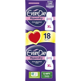 EVERY DAY | Sanitary Pads Hyperdry Extra Long Ultra Plus 18 Pieces