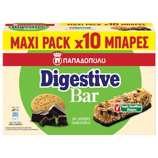 ΠΑΠΑΔΟΠΟΥΛΟΥ | DIGESTIVE | Μπάρες Digestive Σοκολάτα Χωρίς Προσθήκη Ζάχαρης 10x28g