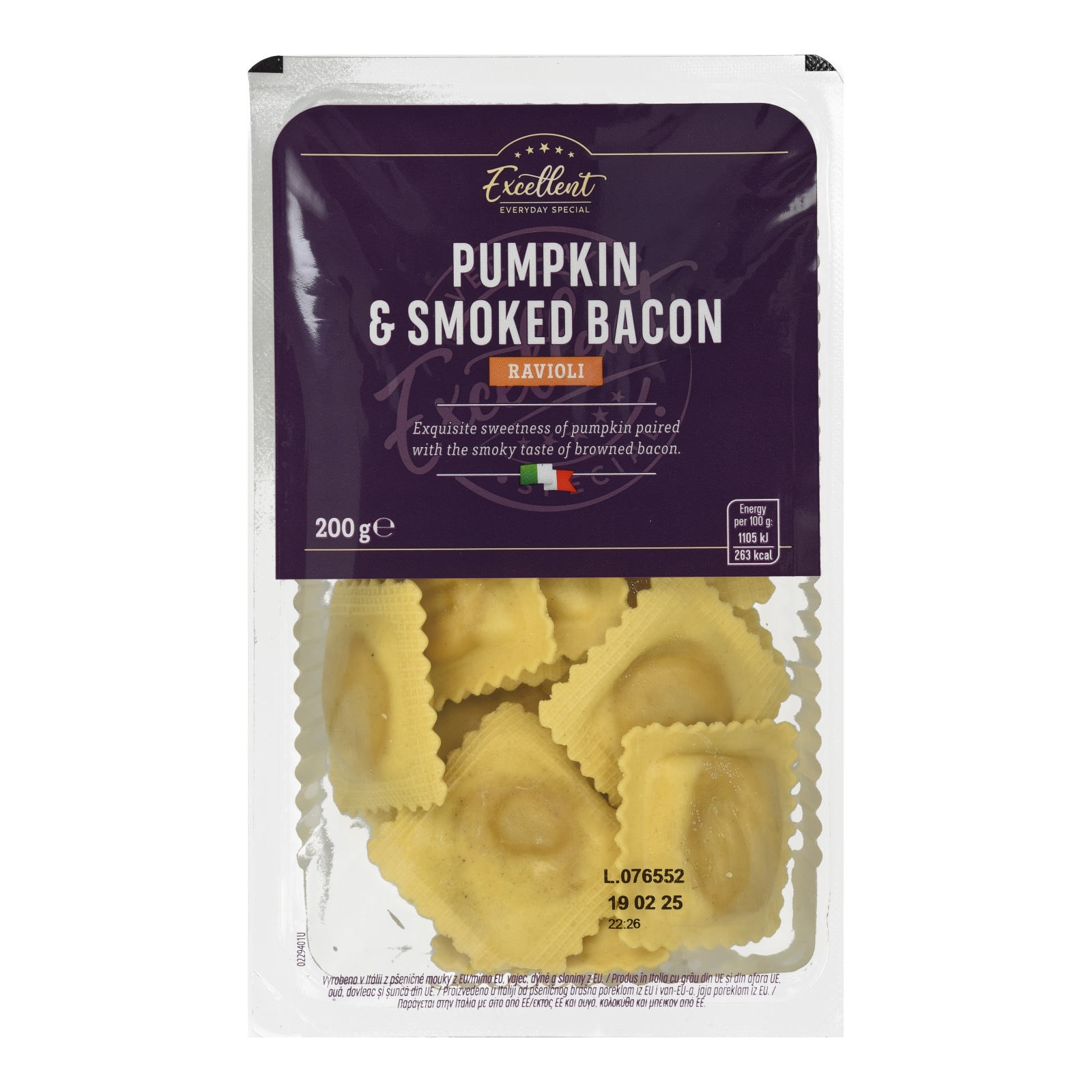 EXCELLENT Ραβιόλι με Κολοκύθα και Μπέικον 200g