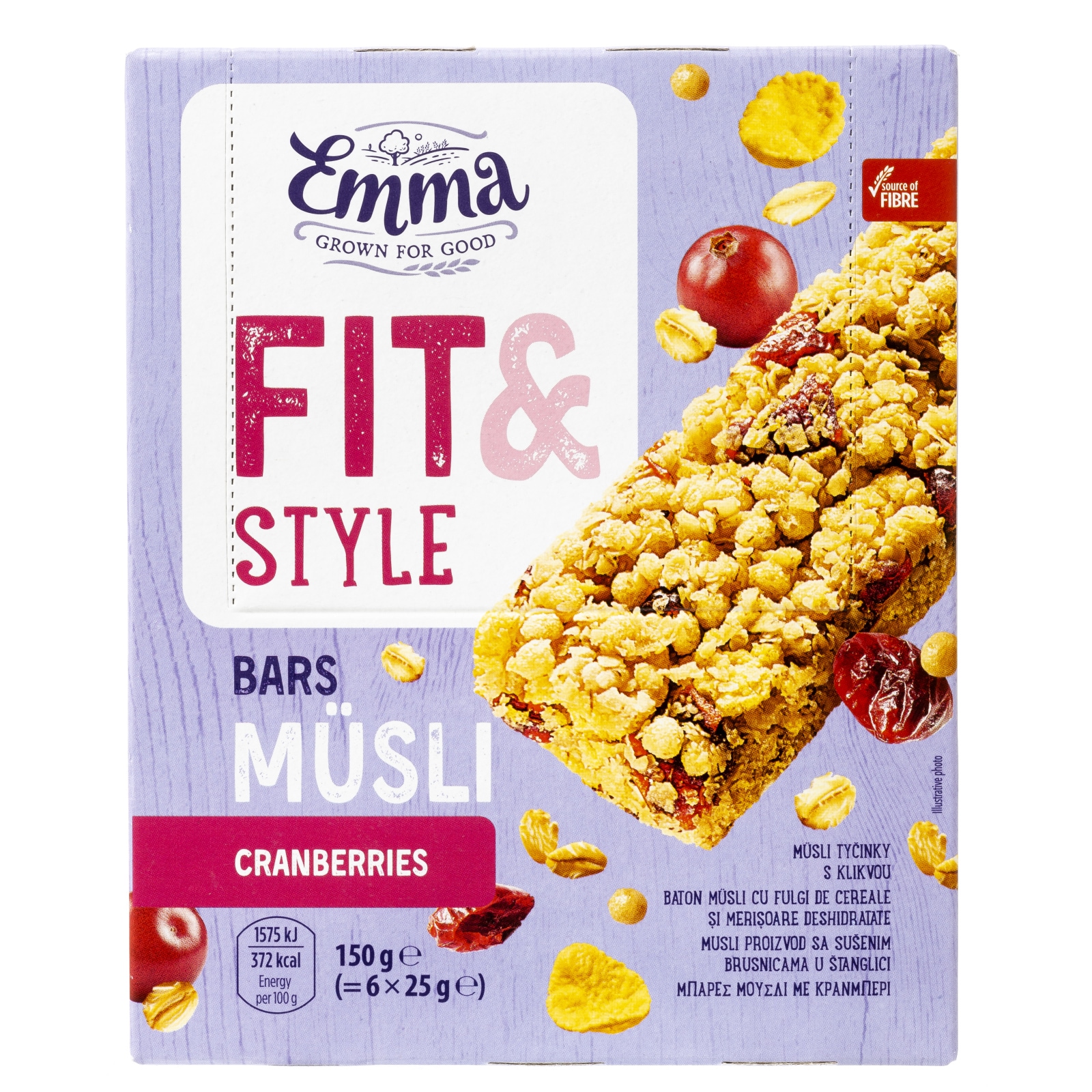 EMMA Μπάρες Μούσλι με Κράνμπερι 6x25g