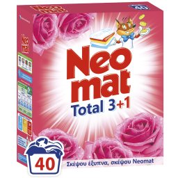 NEOMAT | Σκόνη Πλυντηρίου Ρούχων Άγριο Τριαντάφυλλο 40 Μεζούρες