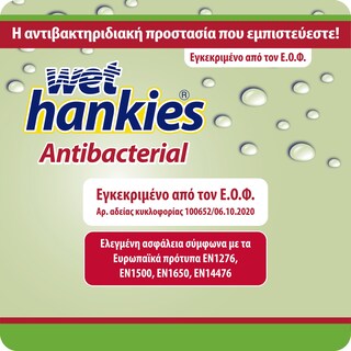 WET HANKIES | Αντιβακτηριδιακά Μαντηλάκια Πράσινο Μήλο 4x15 Τεμάχια