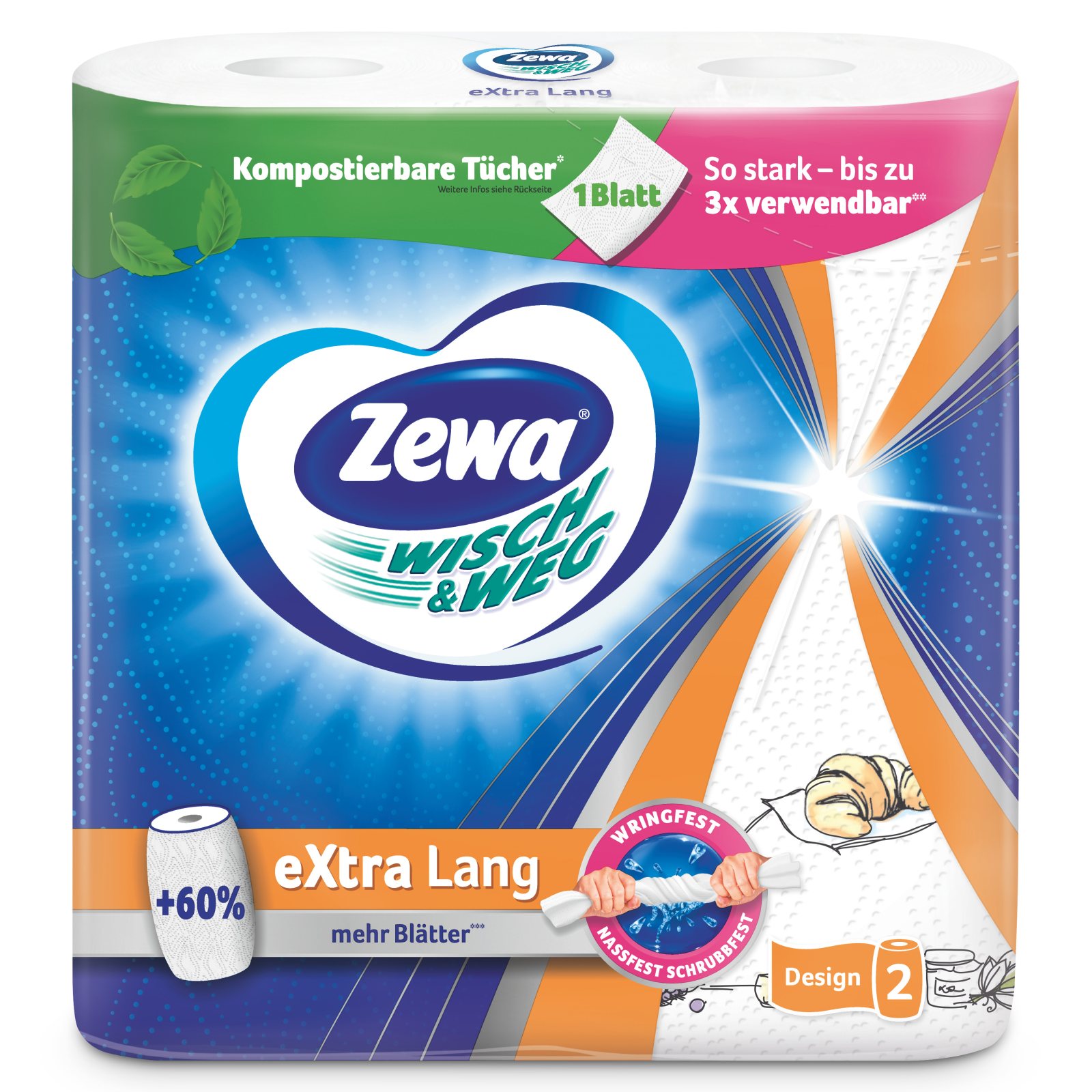 ZEWA Χαρτί Κουζίνας Wisch & Weg Extra Lang 2 Τεμάχια