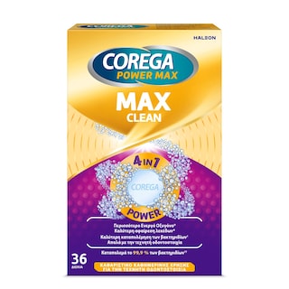 COREGA | Καθαριστικά Δισκία Max Clean για Τεχνητές Οδοντοστοιχίες 36 Τεμάχια