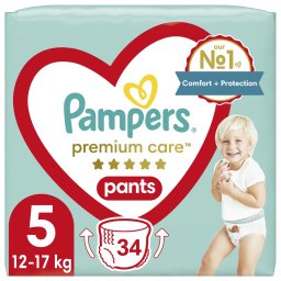 PAMPERS | Πάνες βρακάκι Μωρού Premium Pants Νο5 12-17kg 34 Τεμάχια