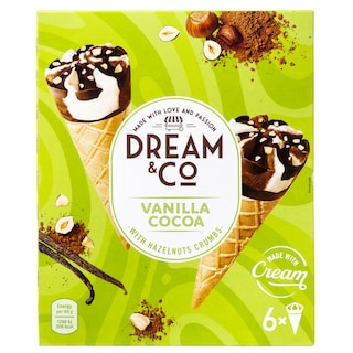 DREAM & CO | Παγωτό Χωνάκι Βανίλια Κακάο 6x71.5g