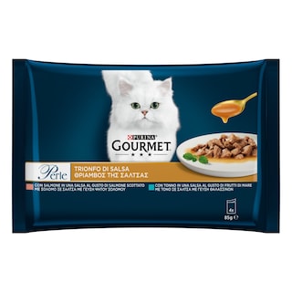GOURMET | Γατοτροφή Θρίαμβος Σάλτσας Σολομός Τόνος 4x85g