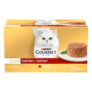 GOURMET | Γατοτροφή Gold Tartar Βοδινό Κοτόπουλο 4X85 gr