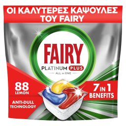 FAIRY | Κάψουλες Πλυντηρίου Πιάτων Platinum Plus Anti-Dull Lemon 88 Τεμάχια