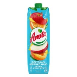 AMITA | Φρουτοποτό Πορτοκάλι Μήλο Βερίκοκο 1lt