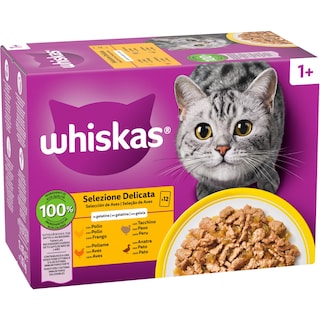 WHISKAS | Γατοτροφή Επιλεγμένα Πουλερικά σε Ζελέ 12x85g