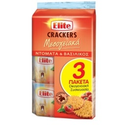ELITE | Κράκερς Μεσογειακά Ντομάτα Βασιλικός 3x105g