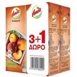 AMITA | Φρουτοποτό Ροδάκινο 250ml 3+1 Δώρο