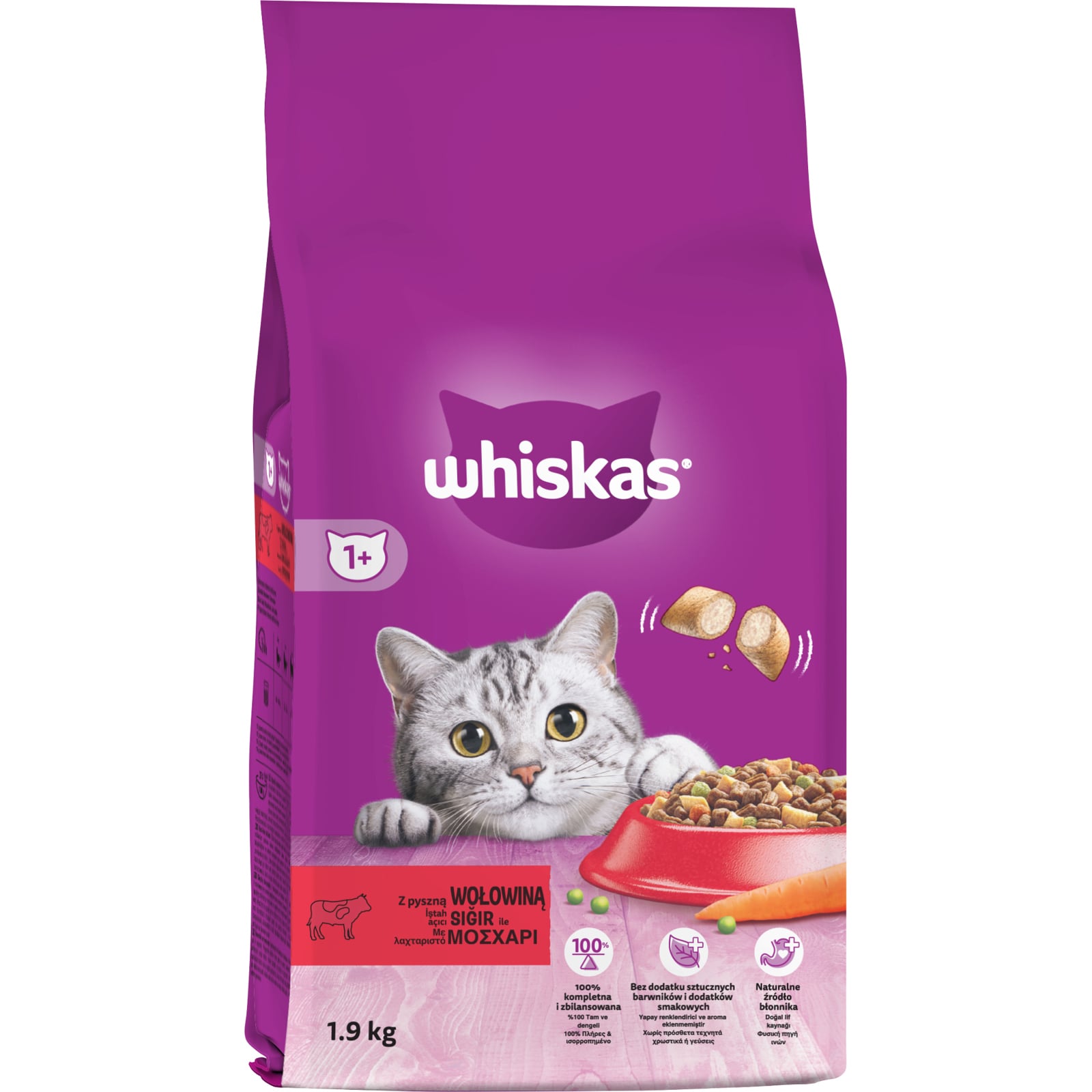 WHISKAS Γατοτροφή Κροκέτες Μοσχάρι 1.9Kg