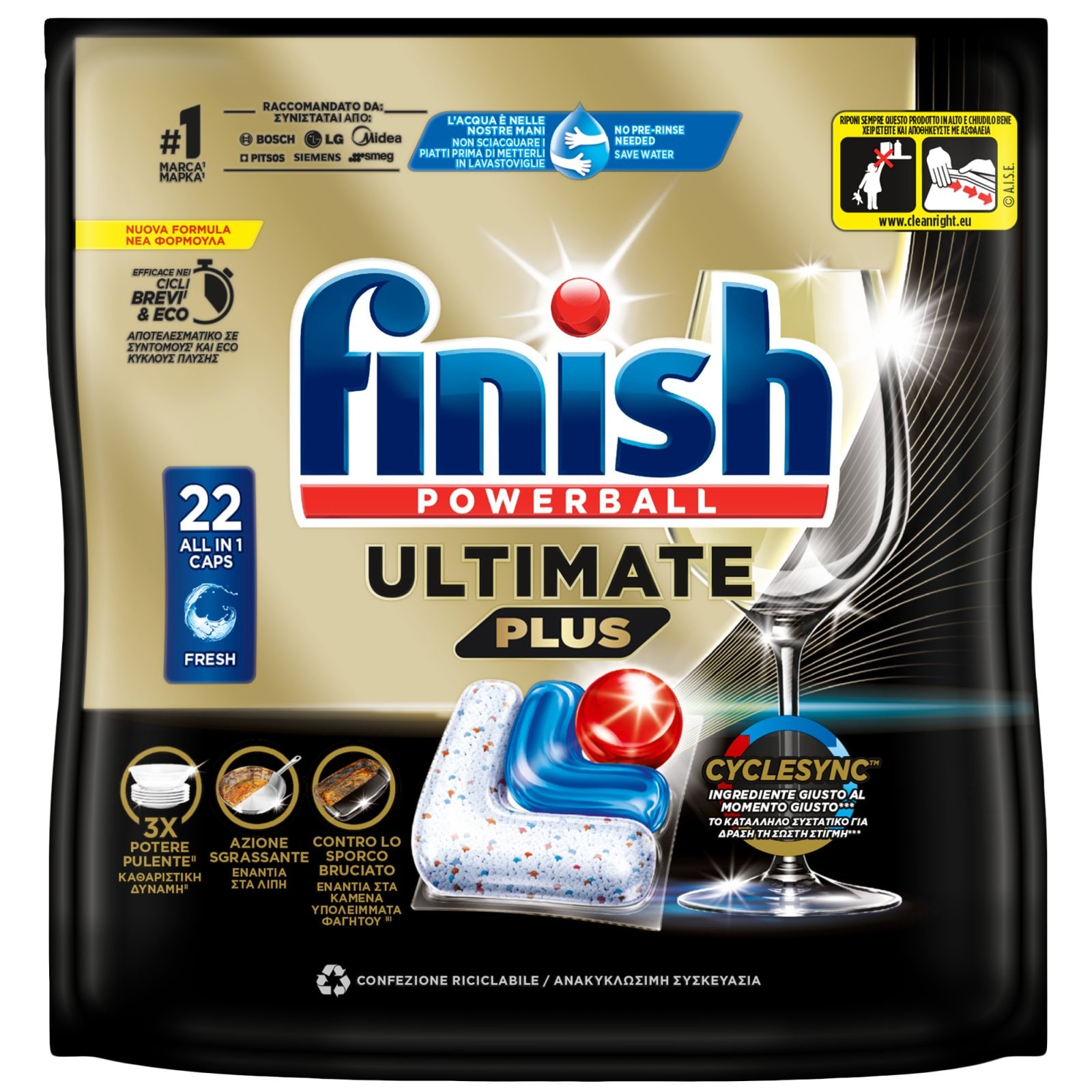 FINISH Κάψουλες Πλυντηρίου Πιάτων Ultimate Plus Allin1 22 Τεμάχια