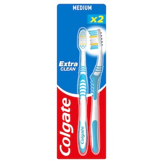 COLGATE | EXTRA CLEAN | Οδοντόβουρτσα Extra Clean Μέτρια 2 Τεμάχια ΤΙΜΗ ΣΟΚ